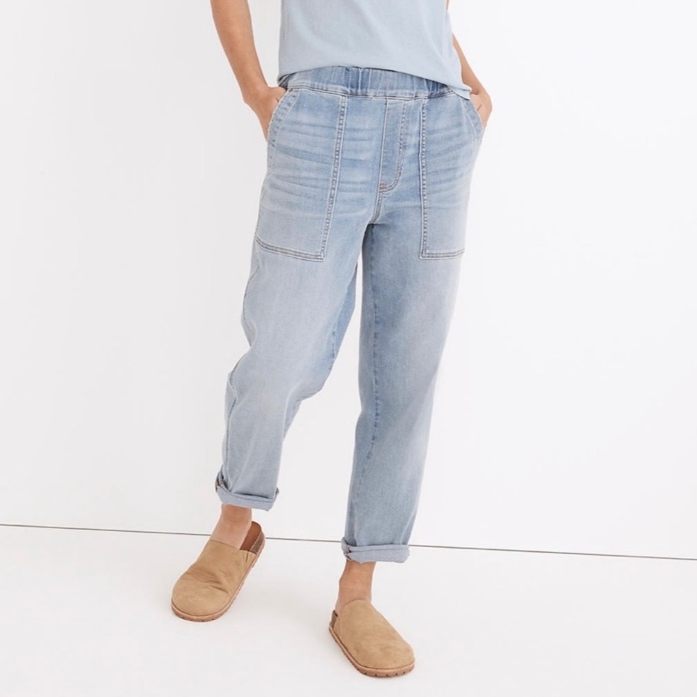 Madewell Linsford Wash Blue Pull-On Relaxed Jeans‎ Medium